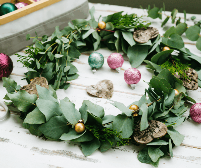 Handgemachte Kerze aus Soja Wachs - Eukalyptus Minze Kranz