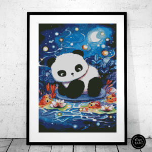 Tiny Tami, Panda am Koi Teich 60×80 eckige Steine (41 Farben)