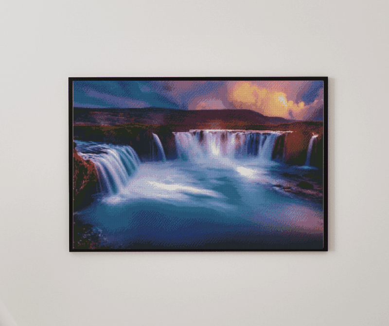 Wasserfall 50x70 eckige Steine