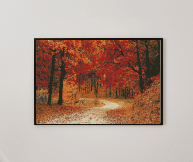 Herbstwald eckige Steine 50x70