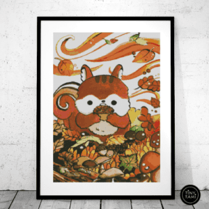 Tiny Tami, Eichhörnchen im Herbst 50×70 eckige Steine