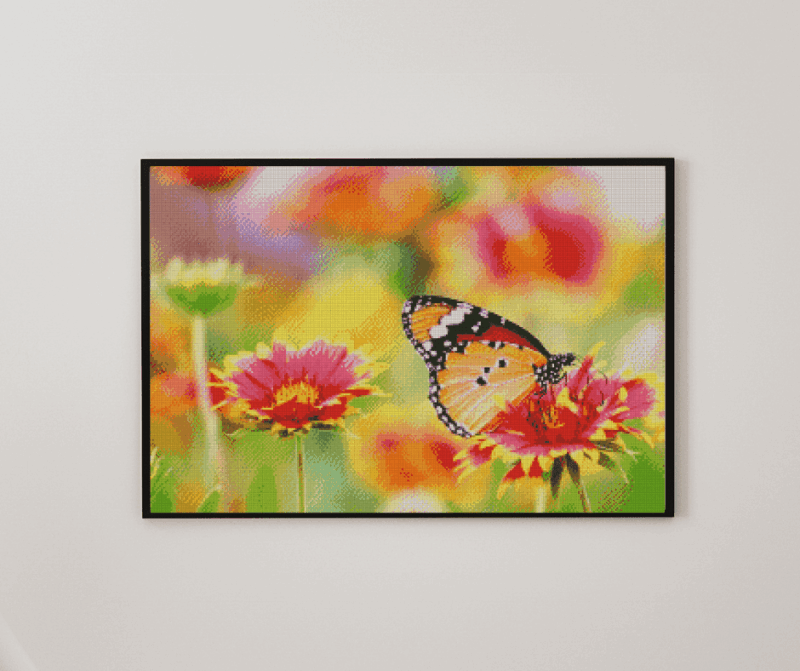 Schmetterling 50x70 eckige Steine