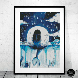 Tiny Tami, Meerjungfrau im Mondschein 60×80 eckige Steine