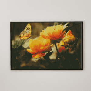 Gelber Schmetterling 50×70 eckige Steine