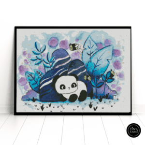 Tiny Tami, Panda mit Hummel 50×70 eckige Steine