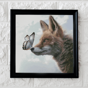 Fuchs mit Schmetterling 50x50 eckige Steine