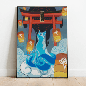 Shinto Schrein Kitsune 50x70 eckige Steine