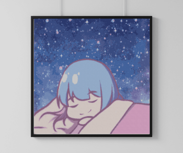 PichuMoonArt, Bubu unter sternenhimmel 50x50 eckige Steine