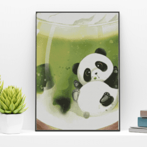 valyovanka, Matcha Becher Panda 50×70 eckige Steine