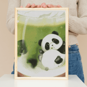 valyovanka, Matcha Becher Panda 30×40 eckige Steine