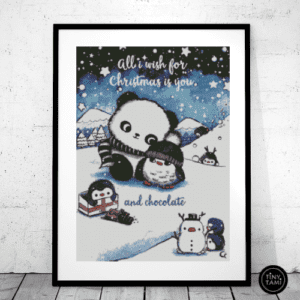 Tiny Tami,Weihnachten mit Panda und Pingu 50×70 eckige Steine
