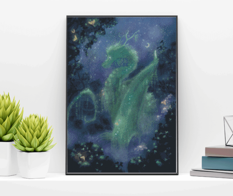Frostworkchan, Green Dragon 50×70 Eckige Steine