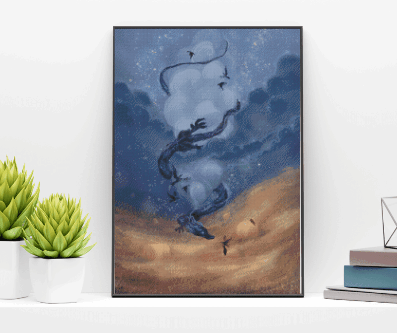 Frostworkchan, Dragon and Ravens 50×70 Eckige Steine