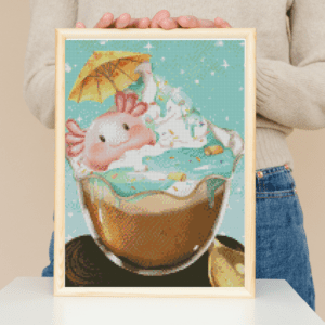 valyovanka, Axolotl im Becher 30×40 eckige Steine