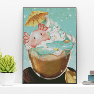 valyovanka, Axolotl im Becher 50×70 eckige Steine