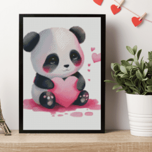 Panda mit Herz 30x40 Eckige Steine