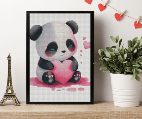 Panda mit Herz 30x40 Eckige Steine