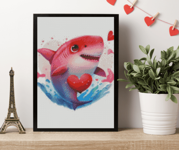 Hai mit Herz 30x40 Eckige Steine