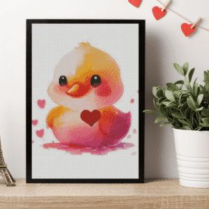 Ente mit Herz 30x40 Eckige Steine