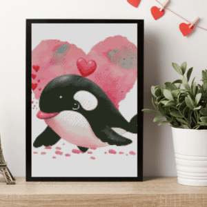 Orca mit Herz 30x40 Eckige Steine