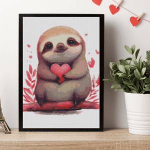 Faultier mit Herz 30x40 Eckige Steine