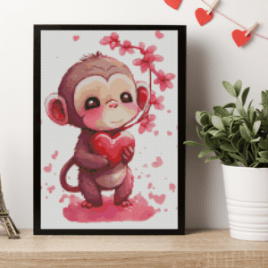 Affe mit Herz 30x40 Eckige Steine