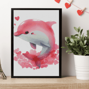 Delfin mit Herz 30×40 Eckige Steine