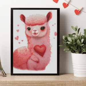 Alpaka mit Herz 30x40 Eckige Steine