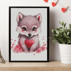 Wolf mit Herz 30x40 Eckige Steine