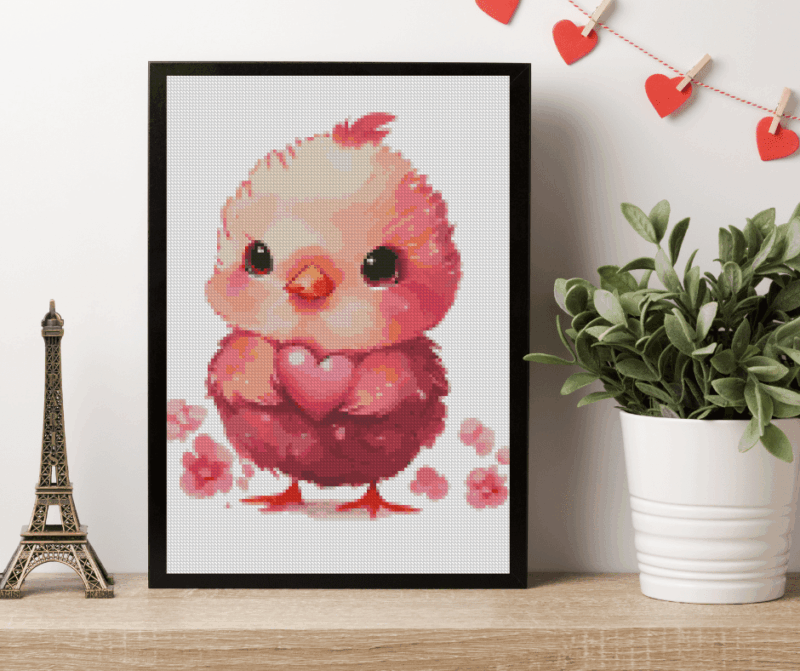 Küken mit Herz 30x40 Eckige Steine