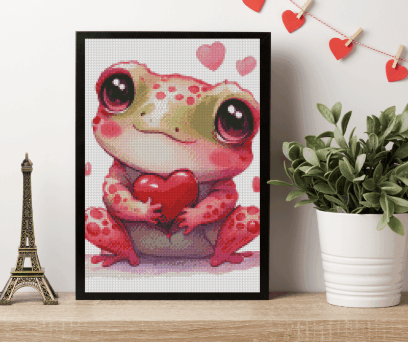 Frosch mit Herz 30x40 Eckige Steine