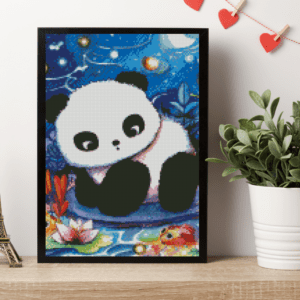 Tiny Tami, Panda am Koi Teich 30×40 Eckige Steine
