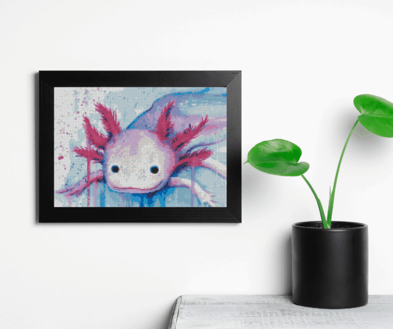 Tiny Tami, Axolotl 30×40 Eckige Steine