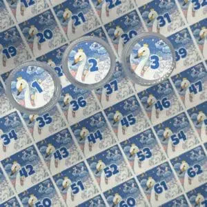 Ø20mm Runde Dosen Sticker Bogen Zahlen 1-94 Schwan