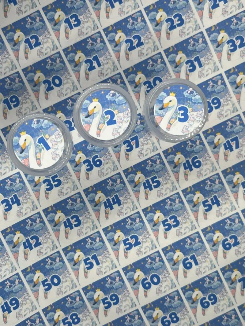 Ø20mm Runde Dosen Sticker Bogen Zahlen 1-94 Schwan