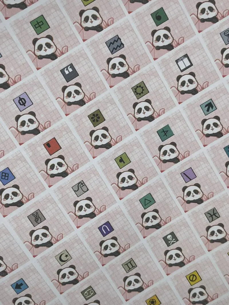 Ø20mm Runde Dosen Sticker Bogen Symbole - Panda