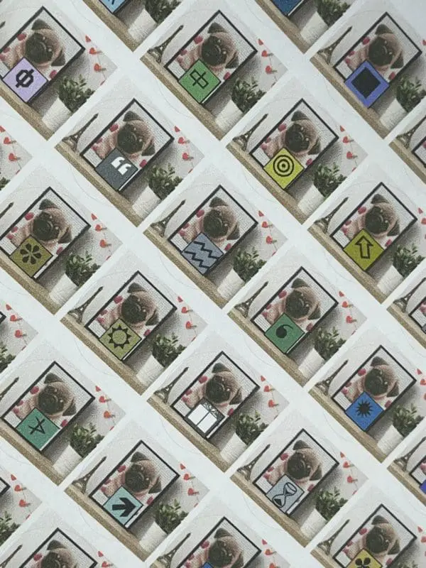 Ø20mm Runde Dosen Sticker Bogen Symbole - Mops