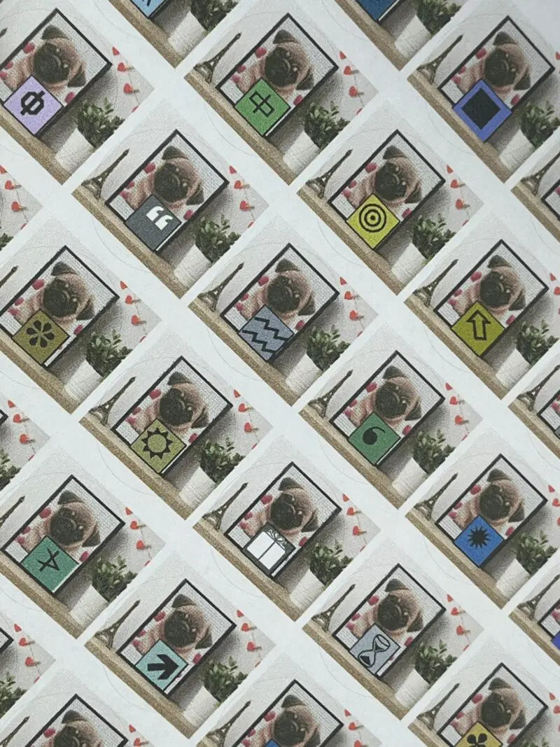 Ø20mm Runde Dosen Sticker Bogen Symbole - Mops