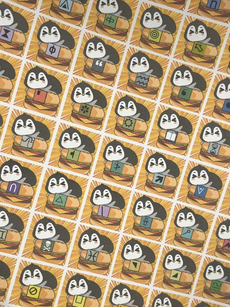 Ø20mm Runde Dosen Sticker Bogen Symbole - Pingu Burger