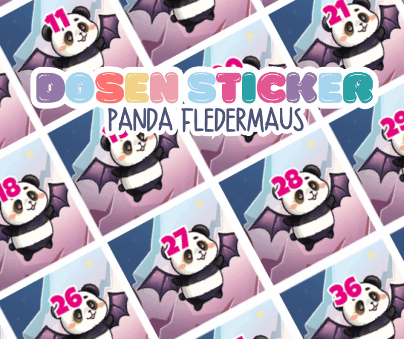 Ø20mm Runde Dosen Sticker Bogen Zahlen 1-94 Panda Fledermaus