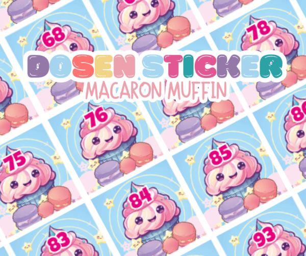 Ø20mm Runde Dosen Sticker Bogen Zahlen 1-94 Rainbow Muffin