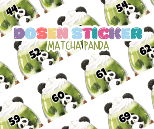 Ø20mm Runde Dosen Sticker Bogen Zahlen 1-94 Matcha Panda