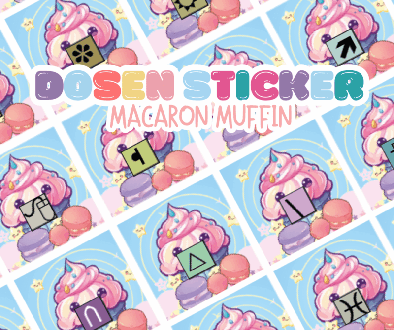 Ø20mm Runde Dosen Sticker Bogen Symbole - Macaron Muffin