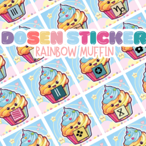 Ø20mm Runde Dosen Sticker Bogen Symbole - Rainbow Muffin
