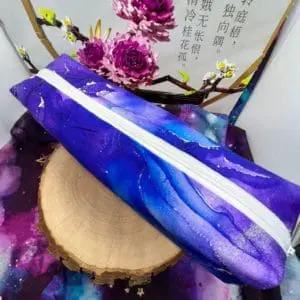 Dunkelblau Lila Marmor Federtasche