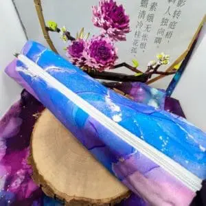 Blau Lila Federtasche