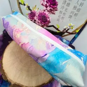 Federtasche Blau Pink marmor