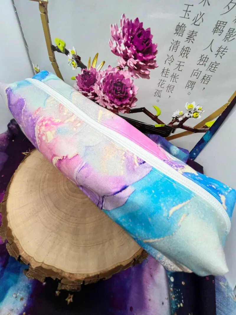 Federtasche Blau Pink marmor