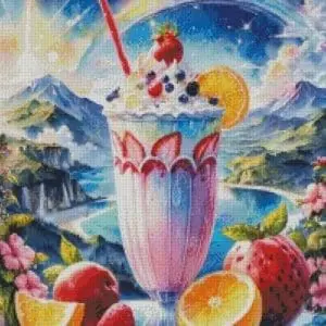 Sakura.ai Milkshake in the Mountain 50x65 | Ai Art