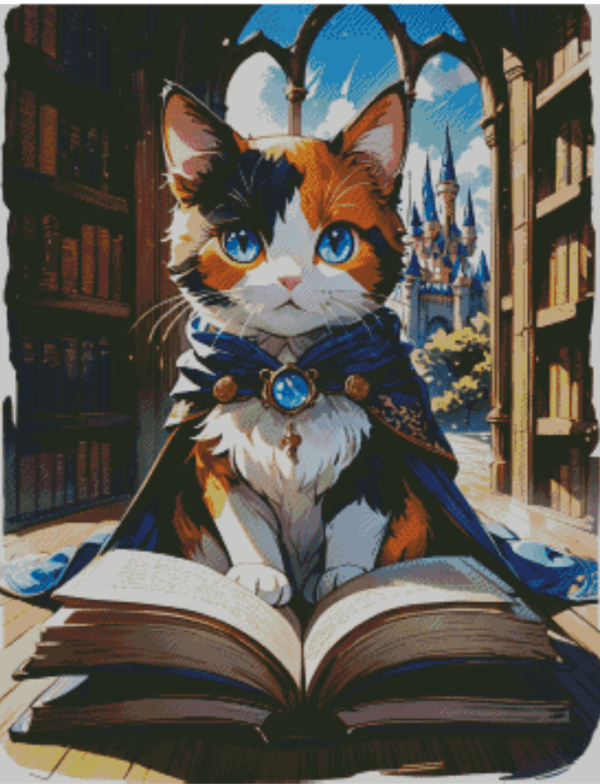 Sakura.ai Harry Cat - Blaues Haus 50×65 | Ai Art
